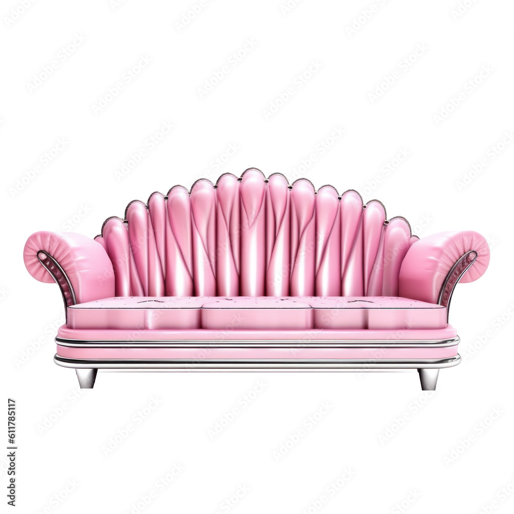 Pink sofa isolated. Illustration AI Generative.