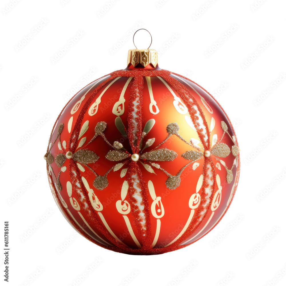 Christmas ball isolated. Illustration AI Generative.