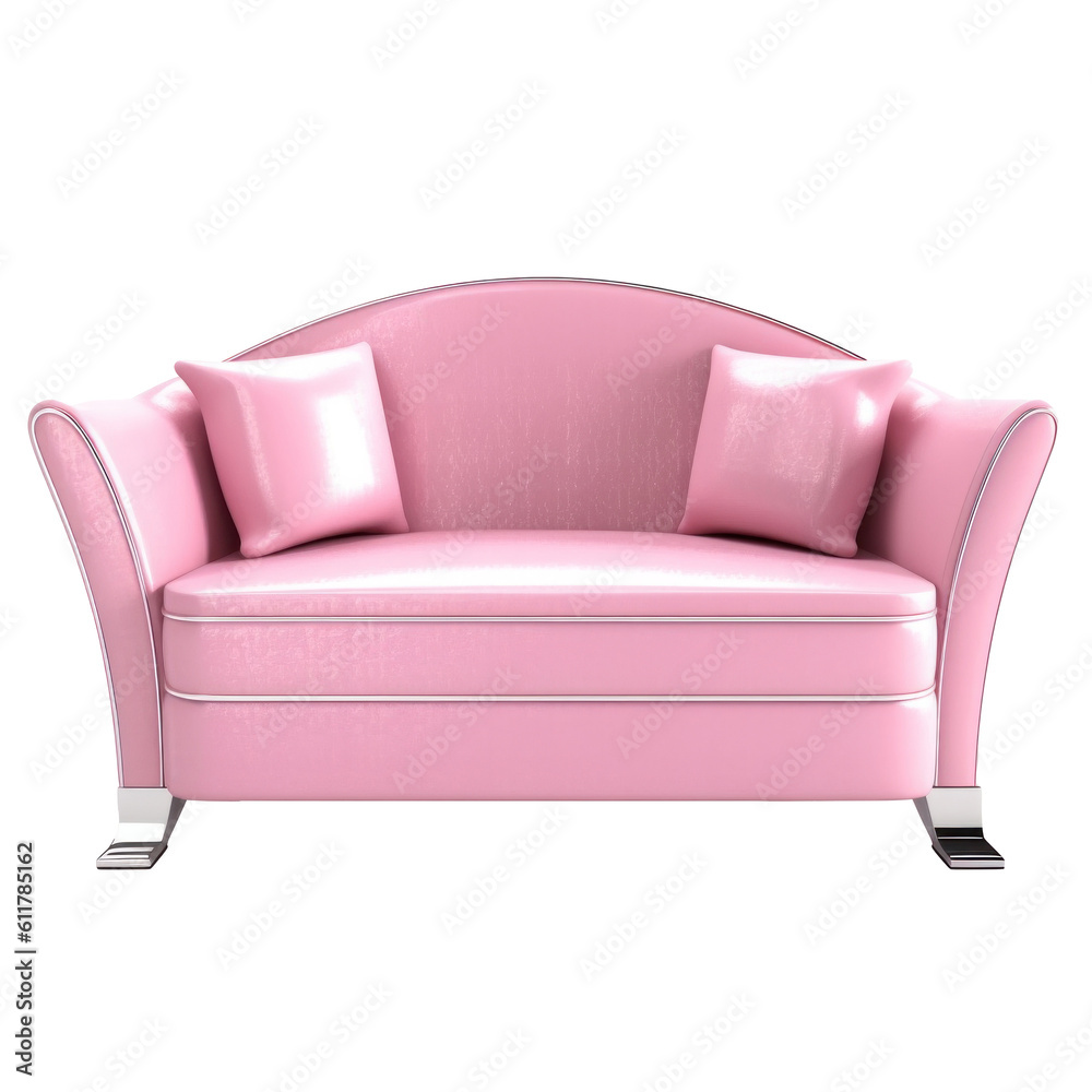 Pink sofa isolated. Illustration AI Generative.