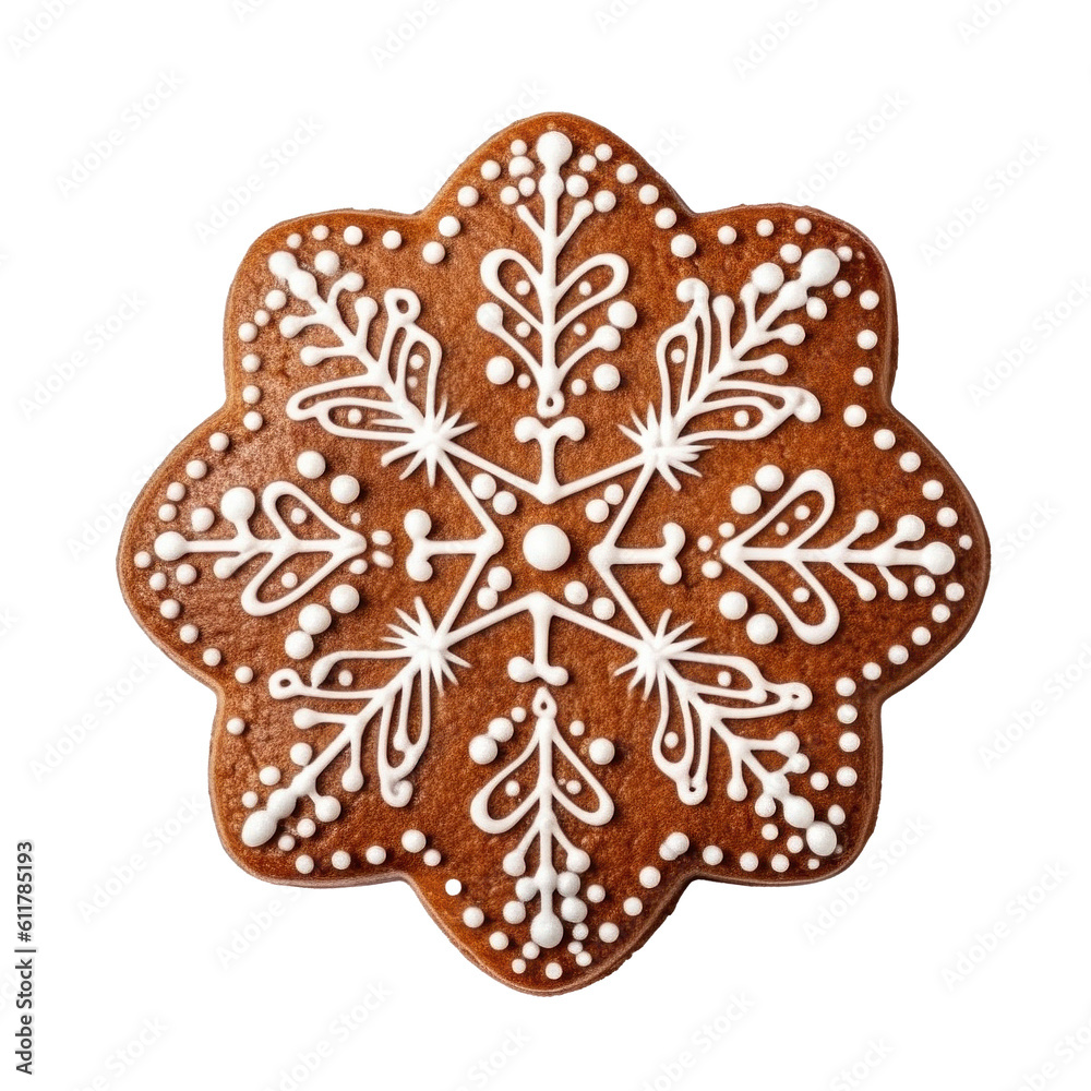 Gingerbread cookie isolated. Illustration AI Generative.