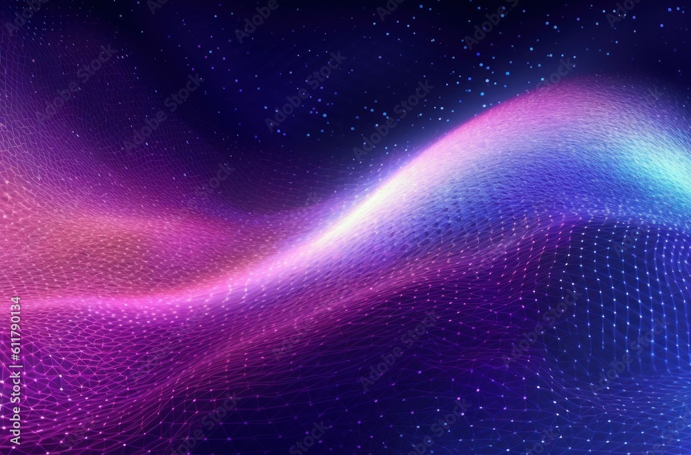 Abstract neon wave background. Illustration AI Generative.