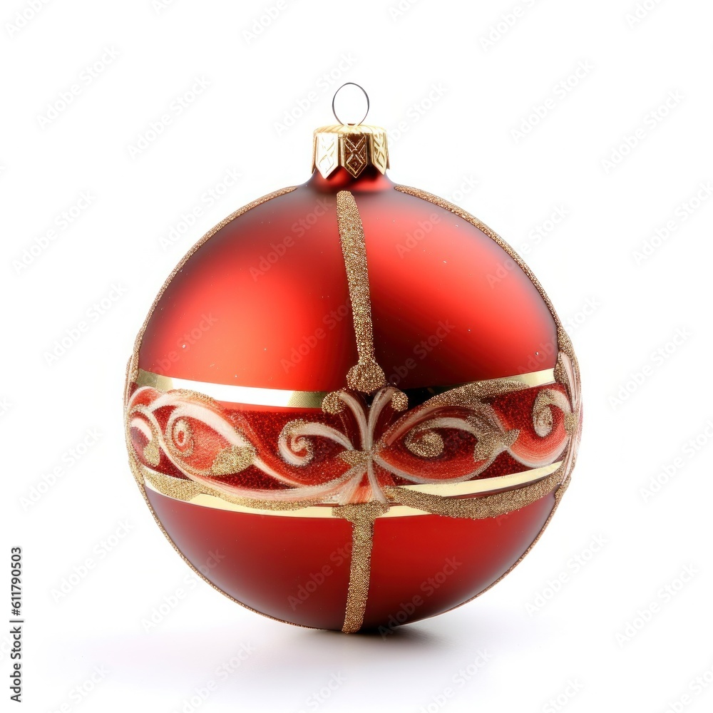 Christmas ball isolated. Illustration AI Generative.