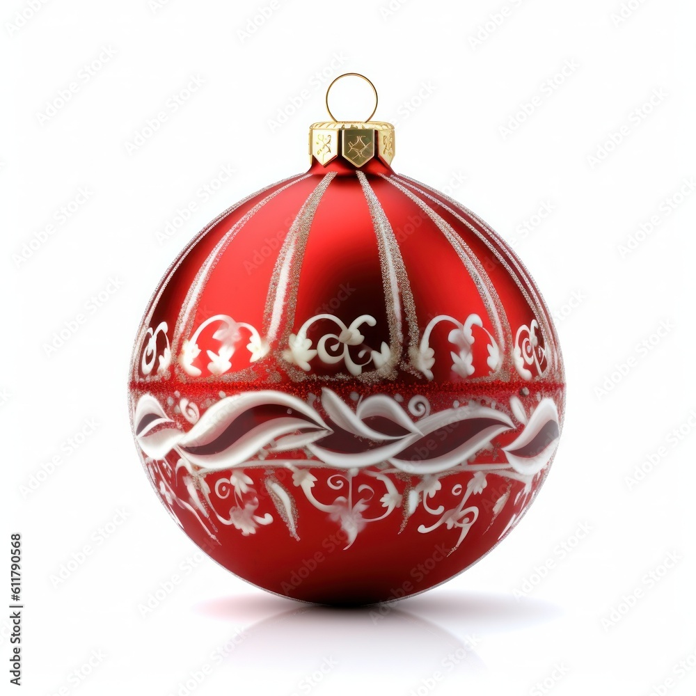 Christmas ball isolated. Illustration AI Generative.