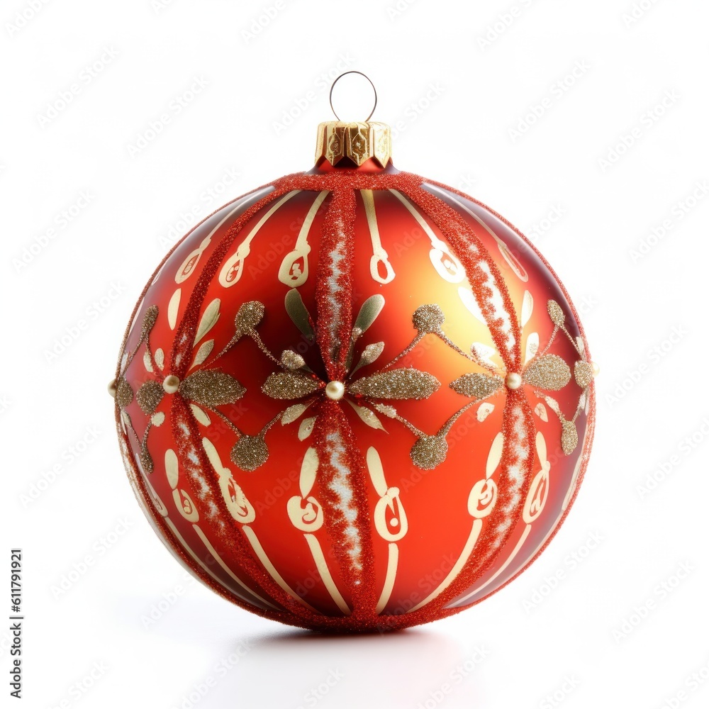 Christmas ball isolated. Illustration AI Generative.