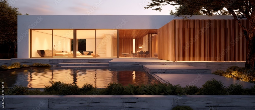 Modern house design. Illustration AI Generative.