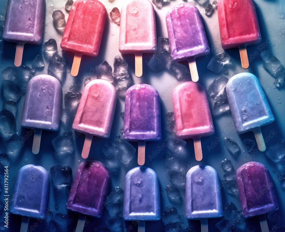 Summer ice cream background. Illustration AI Generative.