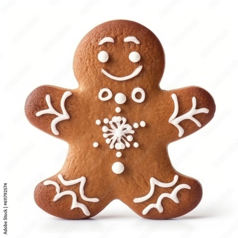 Gingerbread Man isolated. Illustration AI Generative.