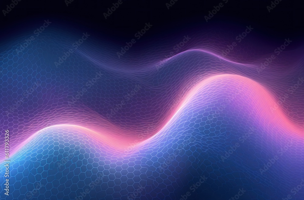 Abstract neon wave background. Illustration AI Generative.