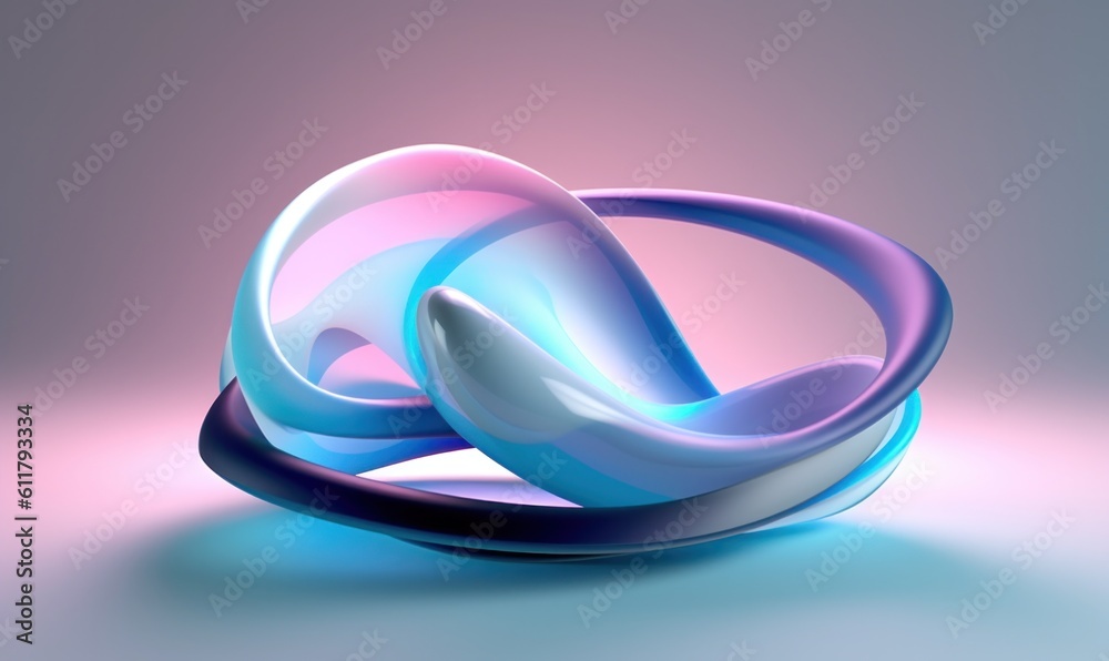 3d curved acrylic abstract geometrical shapes for a business desktop. Illustration AI Generative