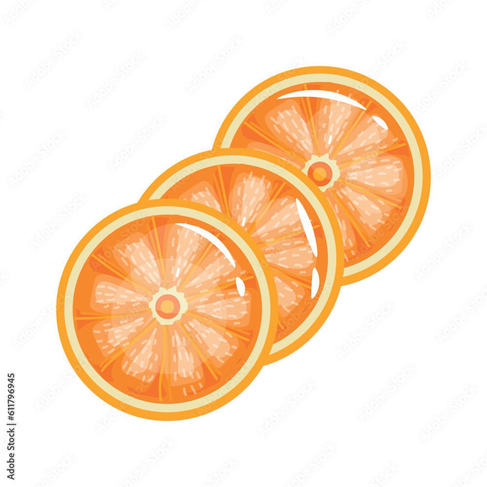 Pieces of orange on white background