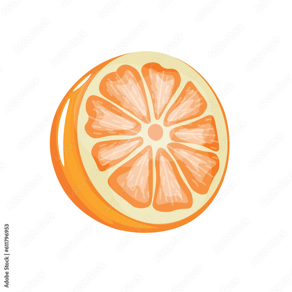 Cut orange on white background