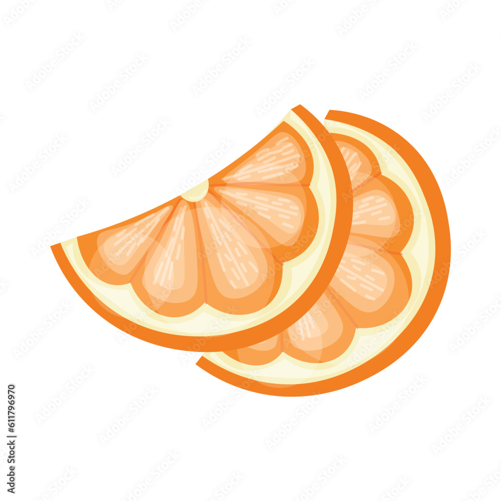 Slices of orange on white background