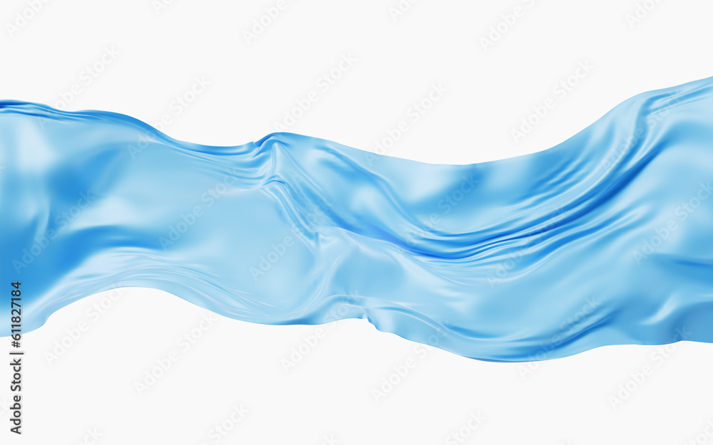 Smooth blue wave cloth background, 3d rendering.