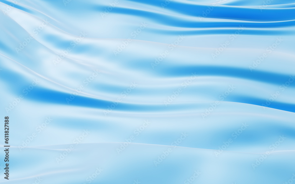 Smooth blue wave cloth background, 3d rendering.