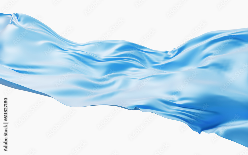 Smooth blue wave cloth background, 3d rendering.