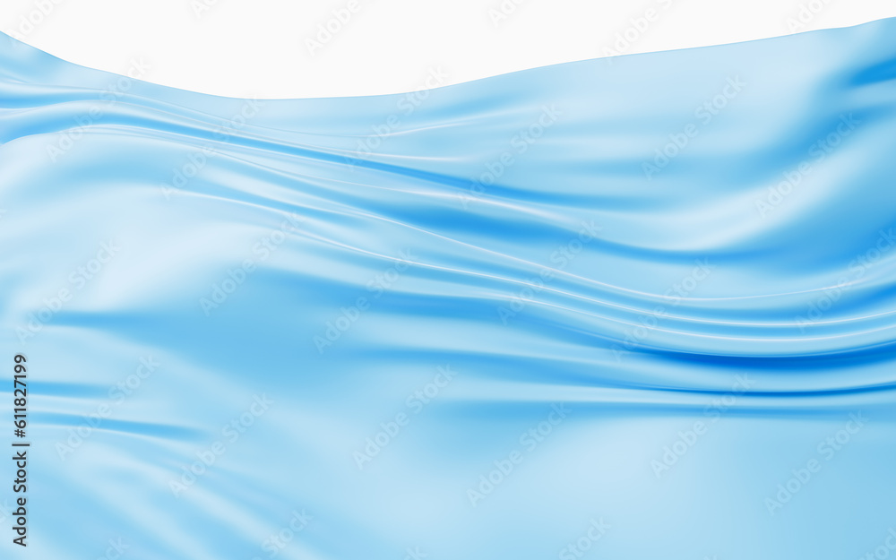 Smooth blue wave cloth background, 3d rendering.