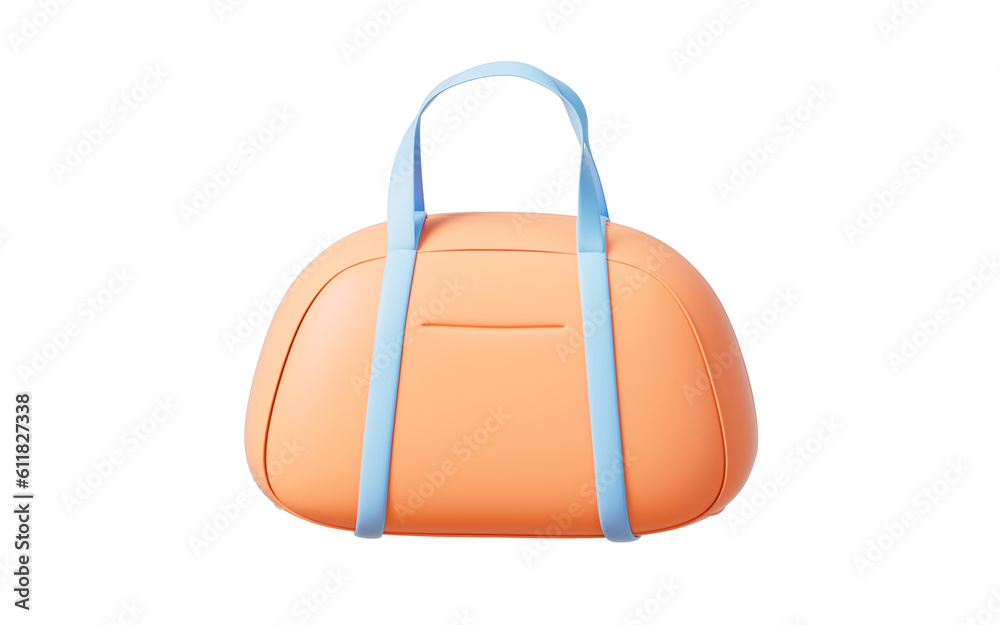 Orange bag with cartoon style, 3d rendering.