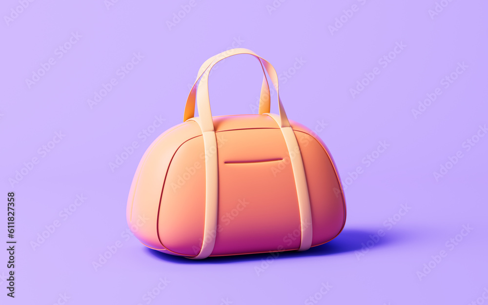 Orange bag with cartoon style, 3d rendering.