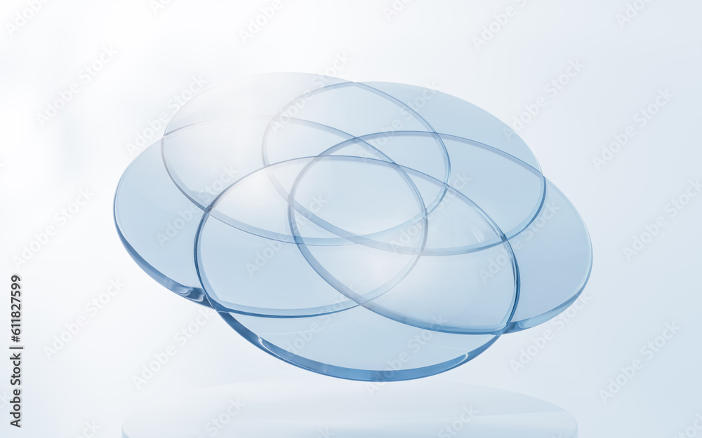 Round glass geometry background, 3d rendering.