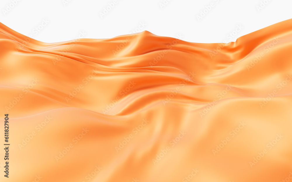 Flowing orange cloth background, 3d rendering.