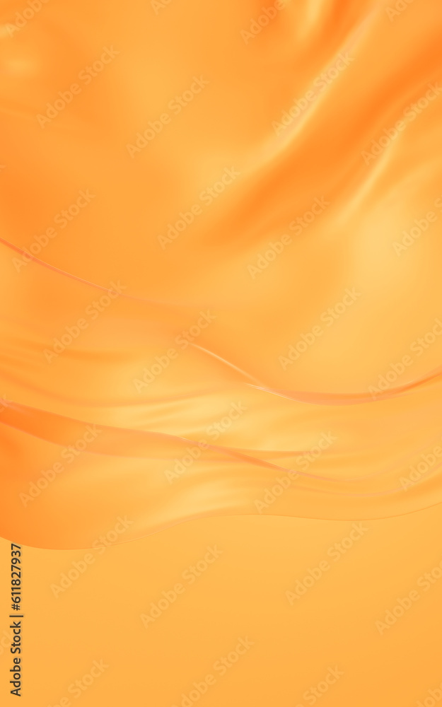 Flowing orange cloth background, 3d rendering.