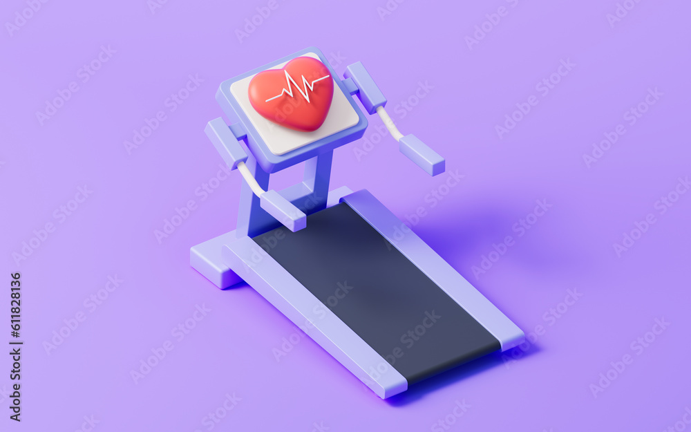 Running machine with cartoon style, 3d rendering.