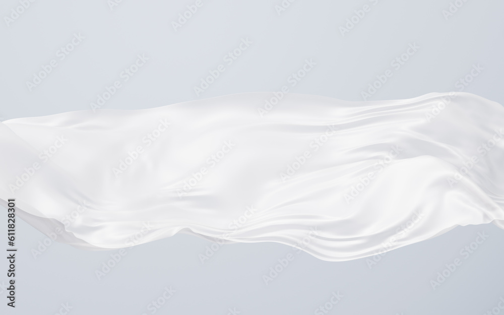 Flowing white cloth background, 3d rendering.