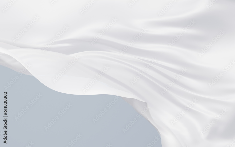 Flowing white cloth background, 3d rendering.