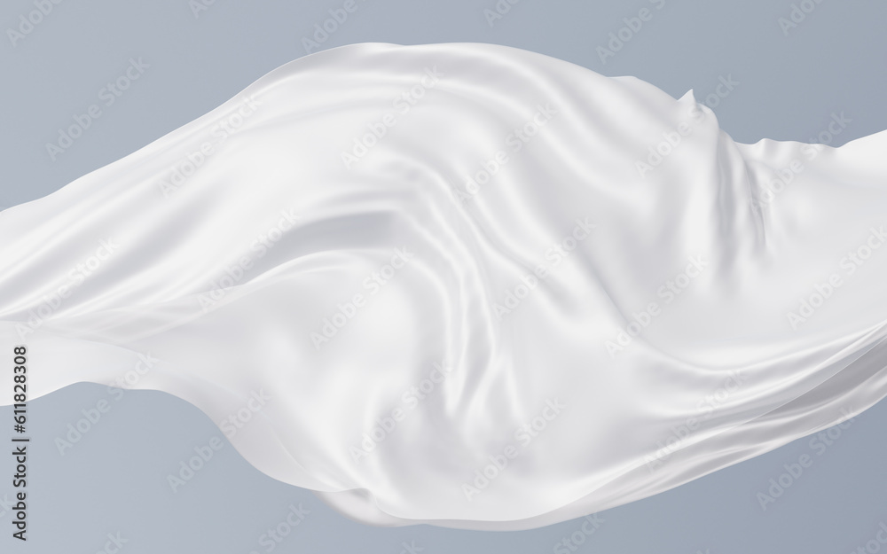 Flowing white cloth background, 3d rendering.