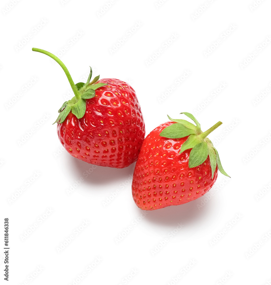 Fresh strawberries on white background