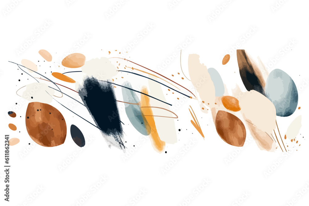 Digital sketch illustration showing a abstract paint strokes in color, soft watercolors, vector illu