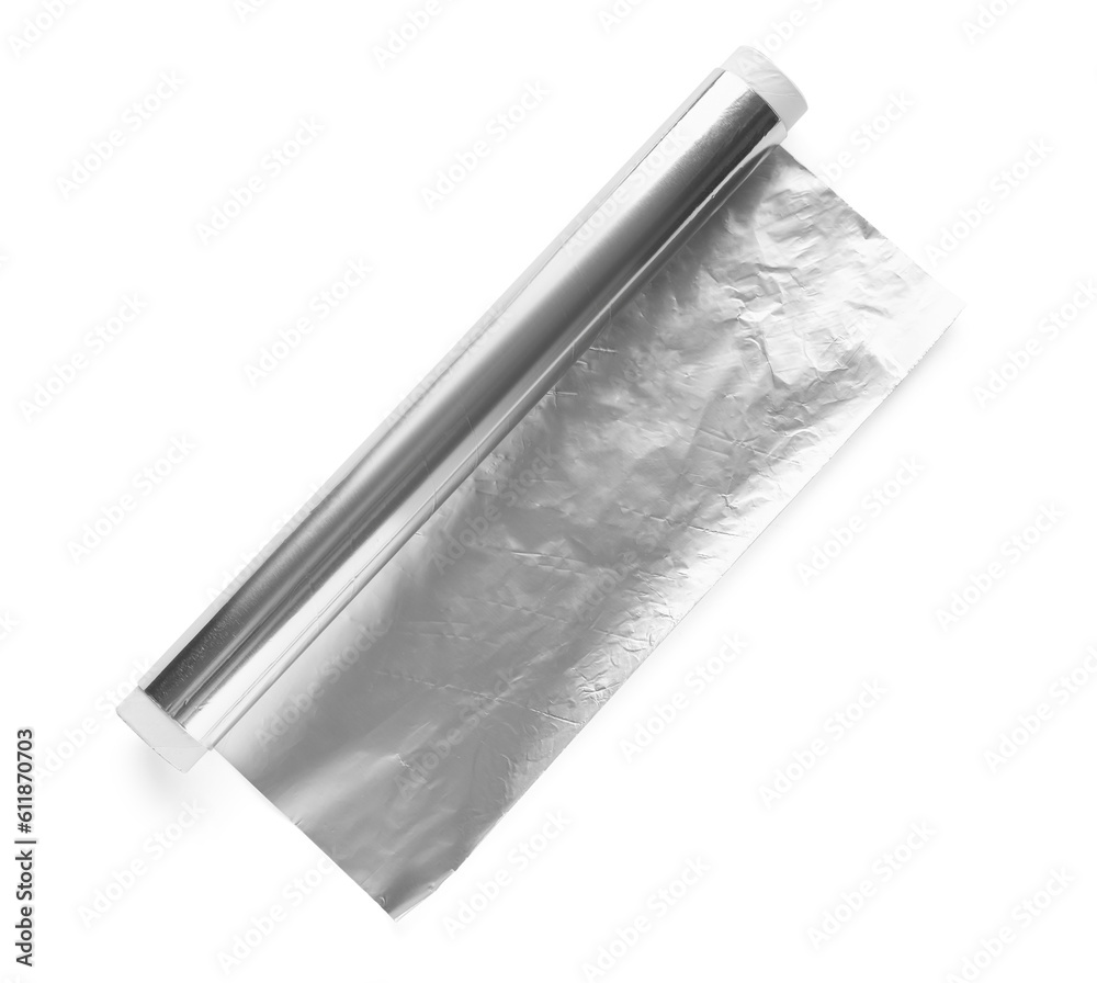 Aluminium foil roll isolated on white background