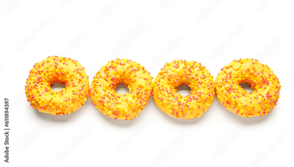 Sweet donuts on white background