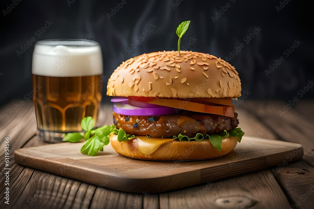 hamburger and beer