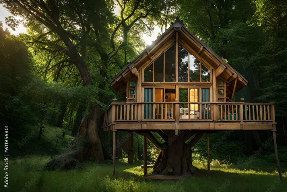 wooden house in the woods