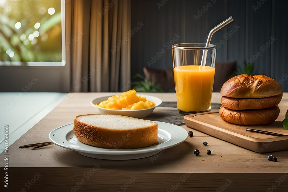 breakfast with orange juice and orange