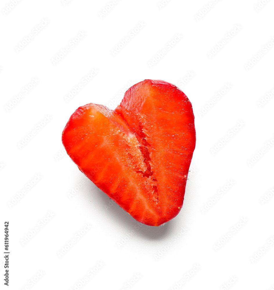 Half of fresh strawberry on white background