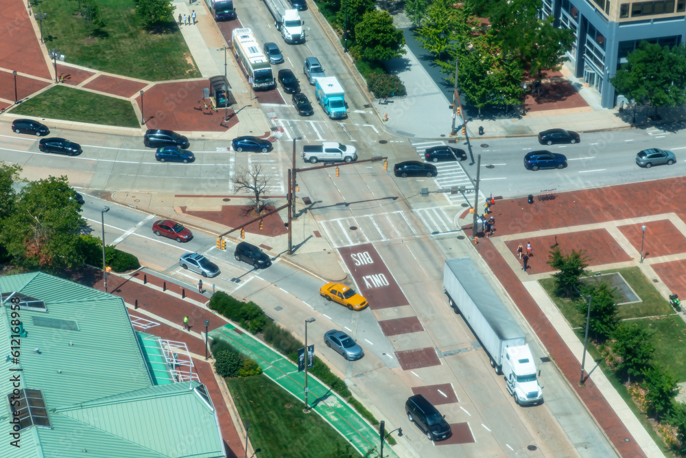 View of the Baltimore cityscape and roadways