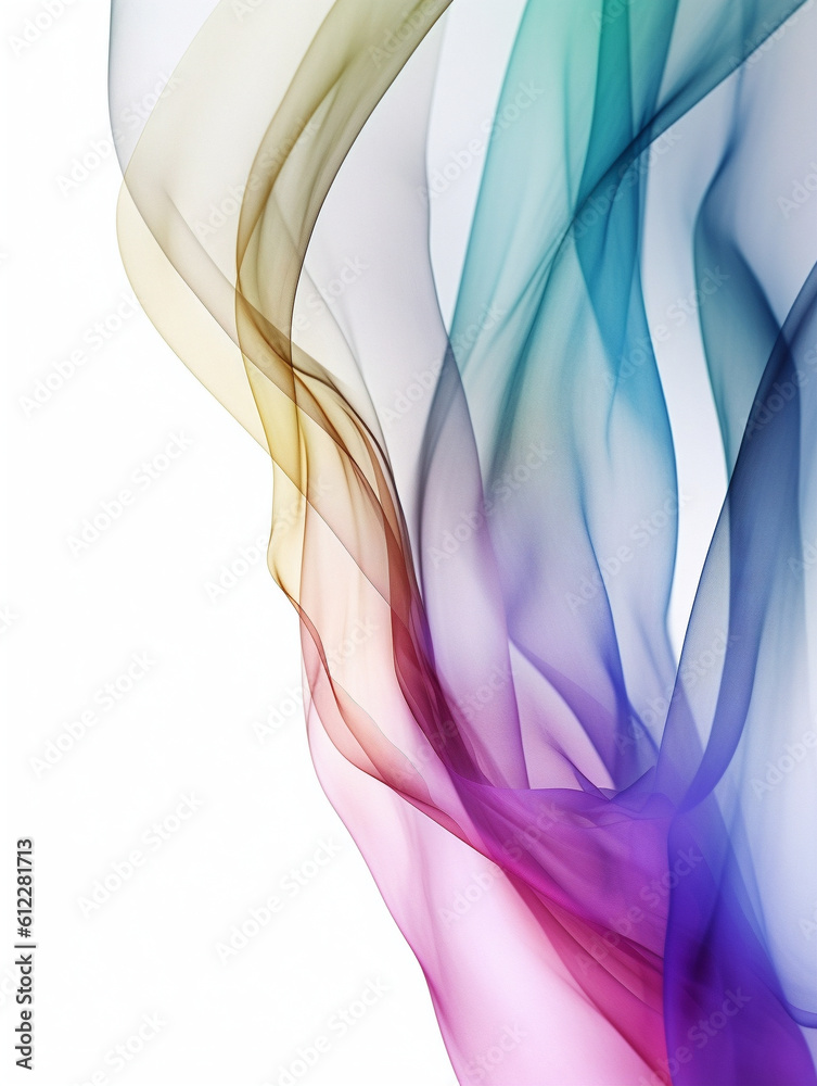 Abstract colorful translucent textile texture on white background. Created with Generative AI techno