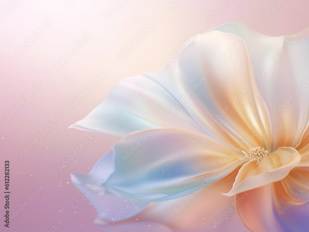 Soft flower with silk fabric texture on pink gradient background. Created with Generative AI technol