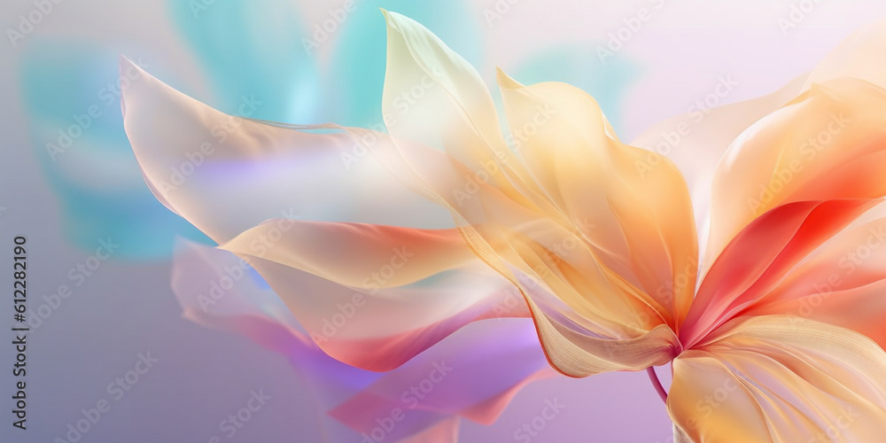 Soft flower with silk fabric texture on pink gradient background. Created with Generative AI technol