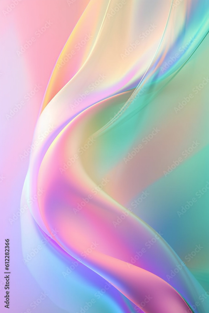 Iridescent chrome wavy gradient soft fabric texture abstract background. Created with Generative AI 