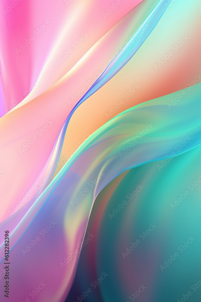 Iridescent chrome wavy gradient soft fabric texture abstract background. Created with Generative AI 