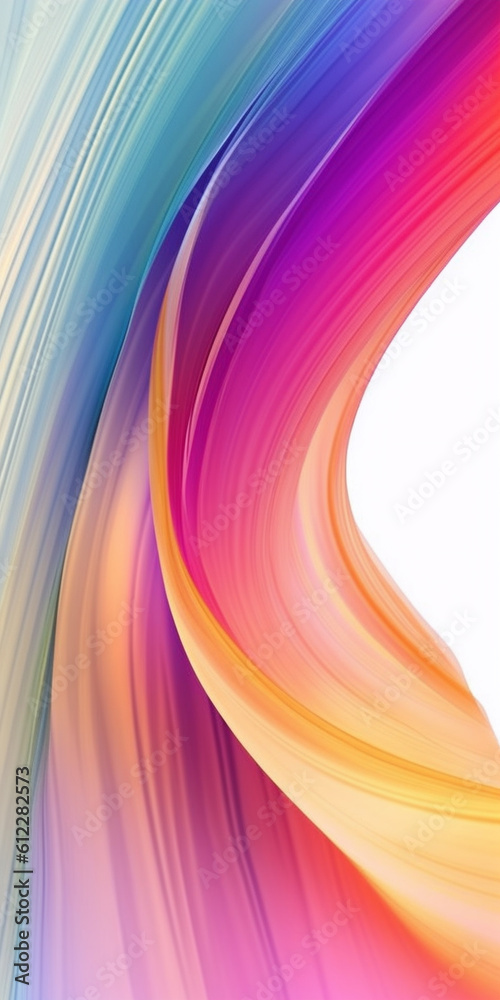 Rainbow abstract curve fluid on white background. Created with Generative AI technology