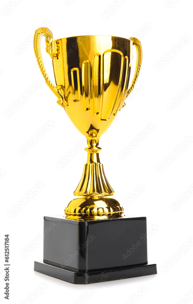 Gold cup on white background