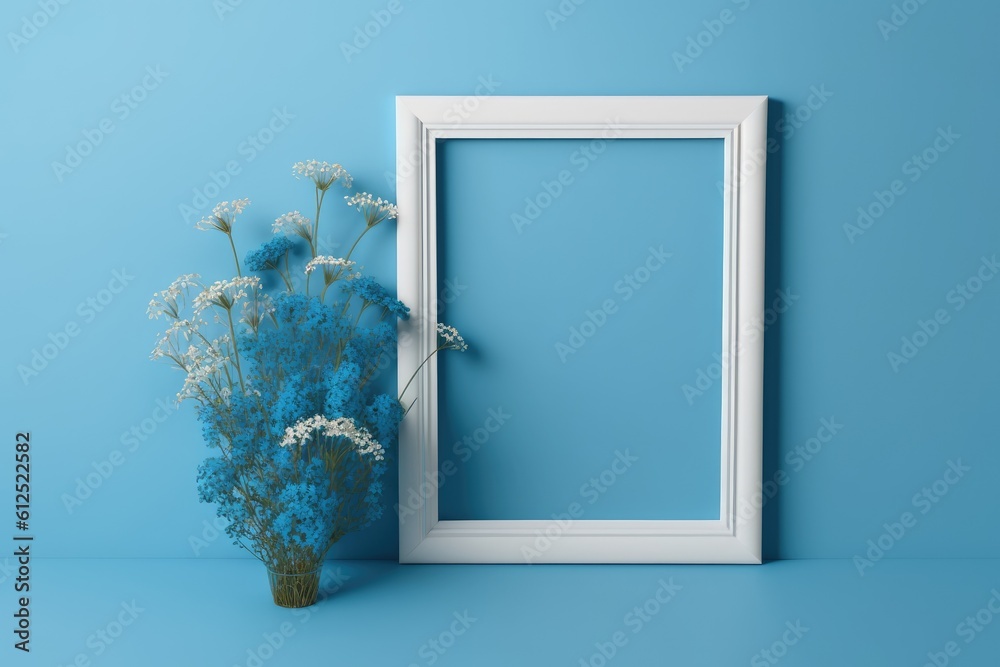 beautiful floral arrangement paired with a stylish picture frame. Generative AI