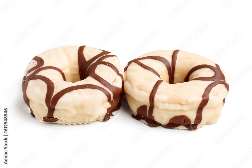 Sweet donuts on white background