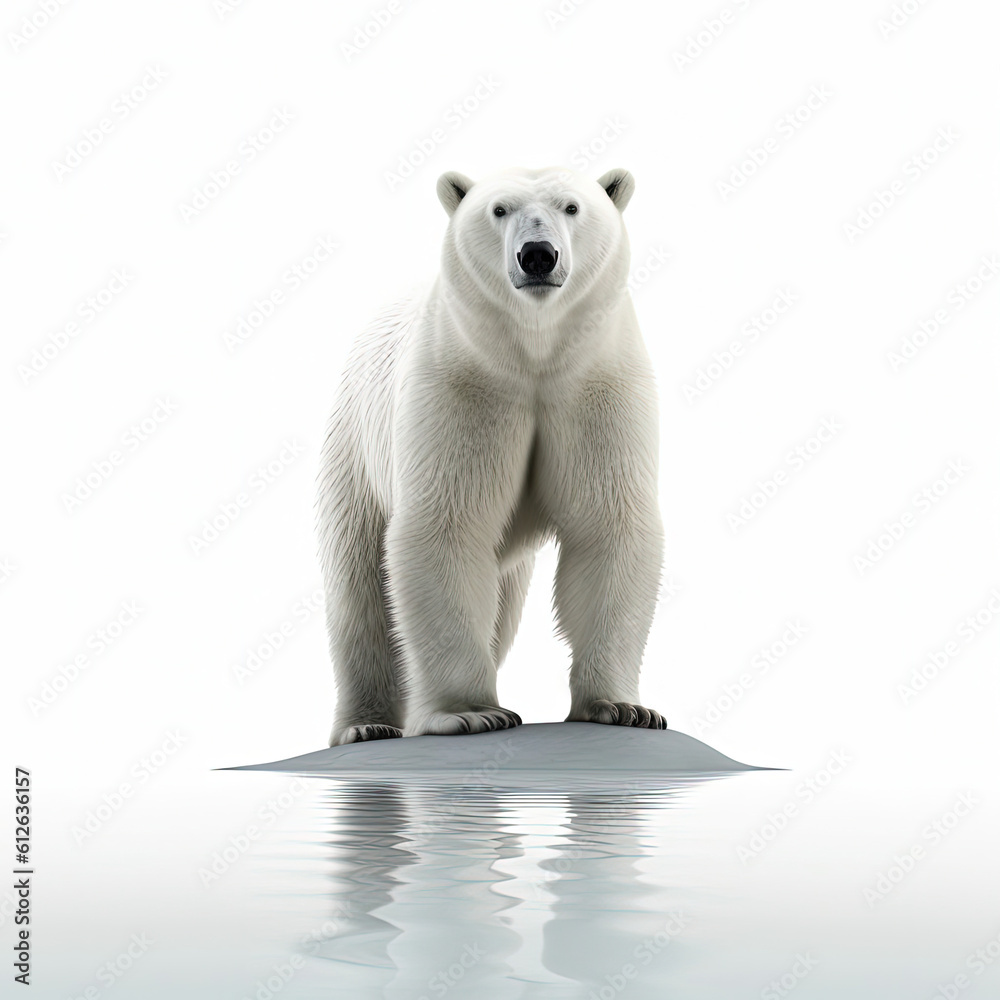 Polar Bear (Ursus maritimus) standing on ice floe, looking distance