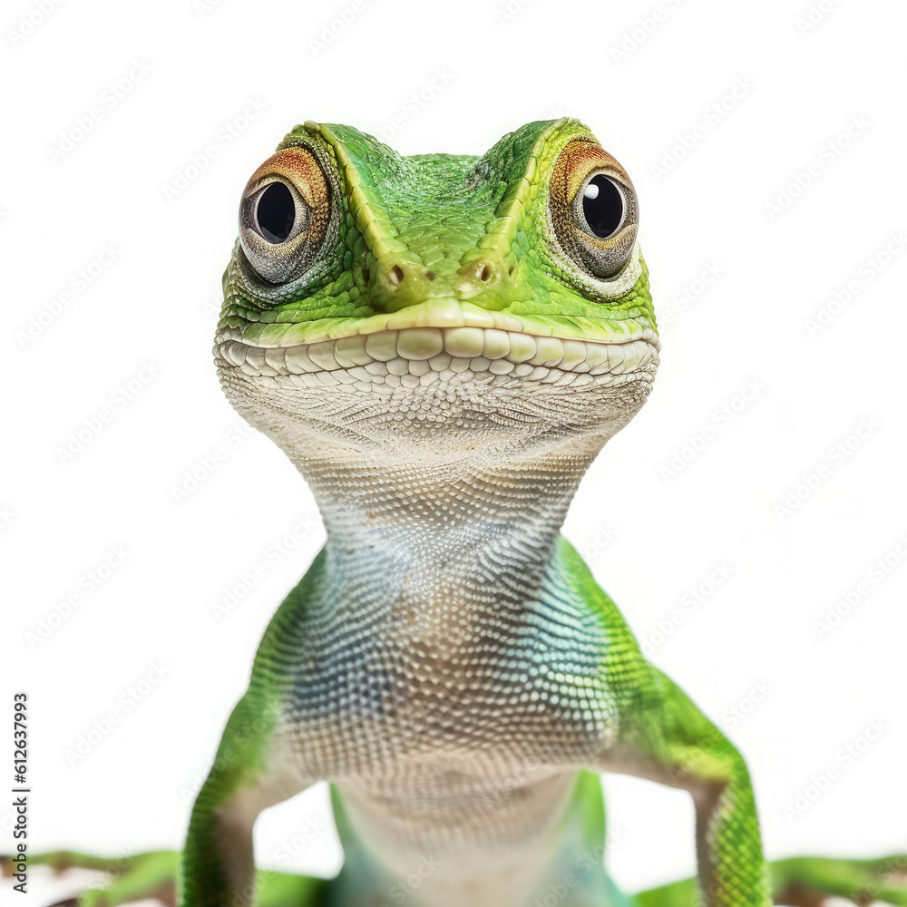 Anole Lizard (Anolis carolinensis) standing, looking at camera