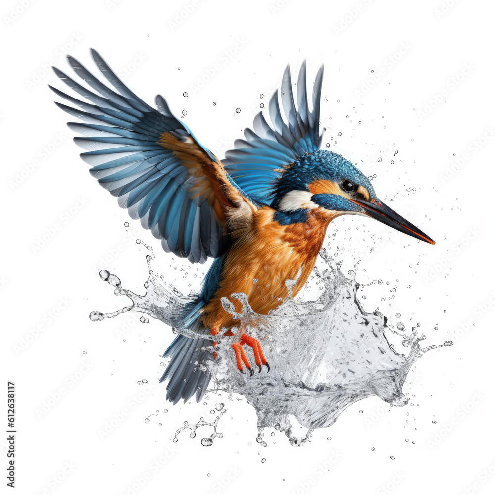 Kingfisher (Alcedo atthis) diving into water, mid-dive